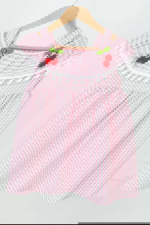 Kız Çocuk Pembe Kirazlı Elbise - 27164