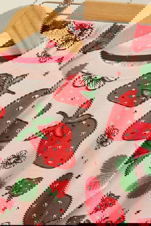 Kız Çocuk Pudra Baskılı Pijama Takımı - 26808
