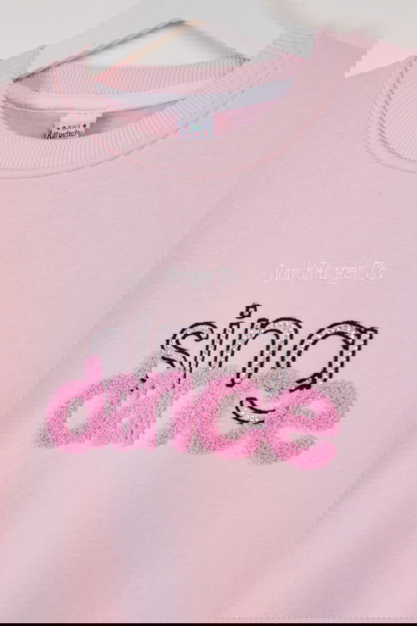 Kız Çocuk Pudra Nakışlı Sweatshirt - 26457