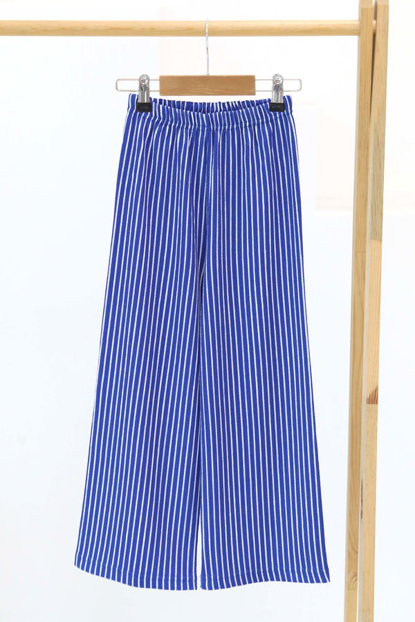 Kız Çocuk Saks Çizgili Pantolon - 27306