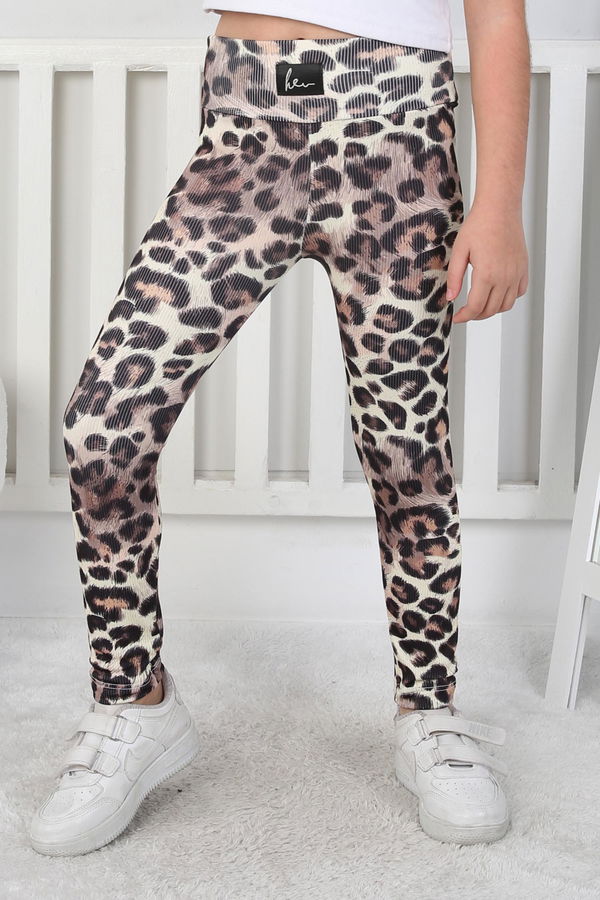 Kız Çocuk Siyah Leopar Desenli Tayt - 26798