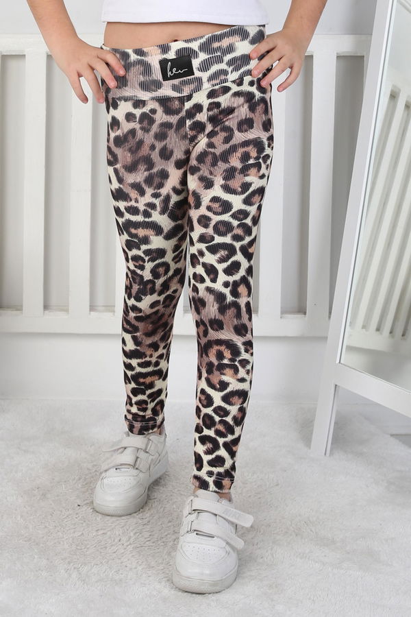 Kız Çocuk Siyah Leopar Desenli Tayt - 26798