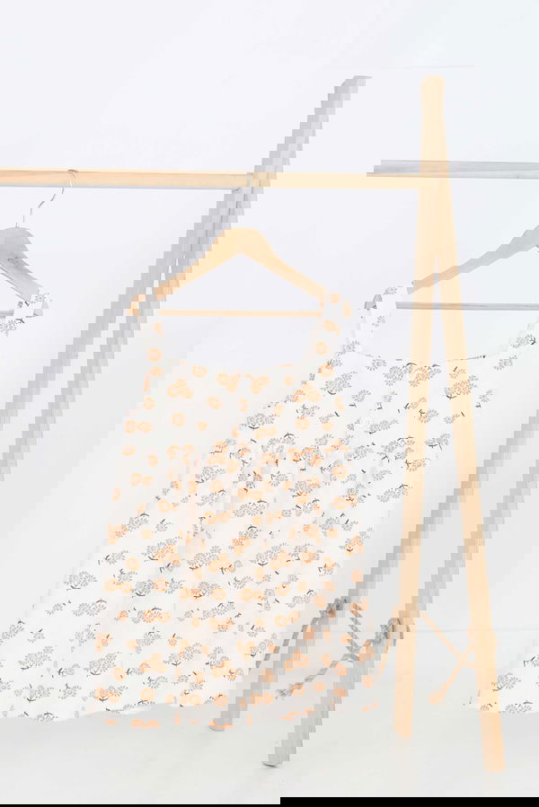 Kız Çocuk Turuncu Çiçek Desenli Elbise - 27217