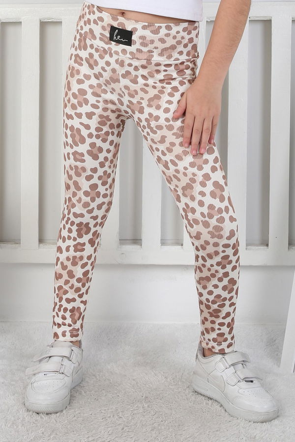 Kız Çocuk Vizon Leopar Desenli Tayt - 26802