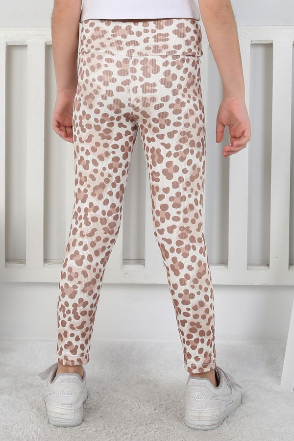 Kız Çocuk Vizon Leopar Desenli Tayt - 26802