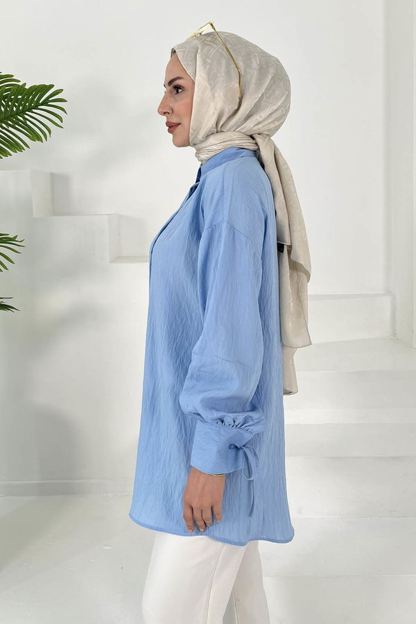 Kolları Bağcık Detaylı Tunik Bebe Mavi - 27001