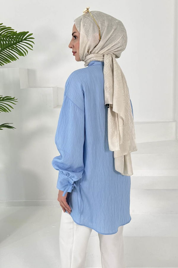 Kolları Bağcık Detaylı Tunik Bebe Mavi - 27001