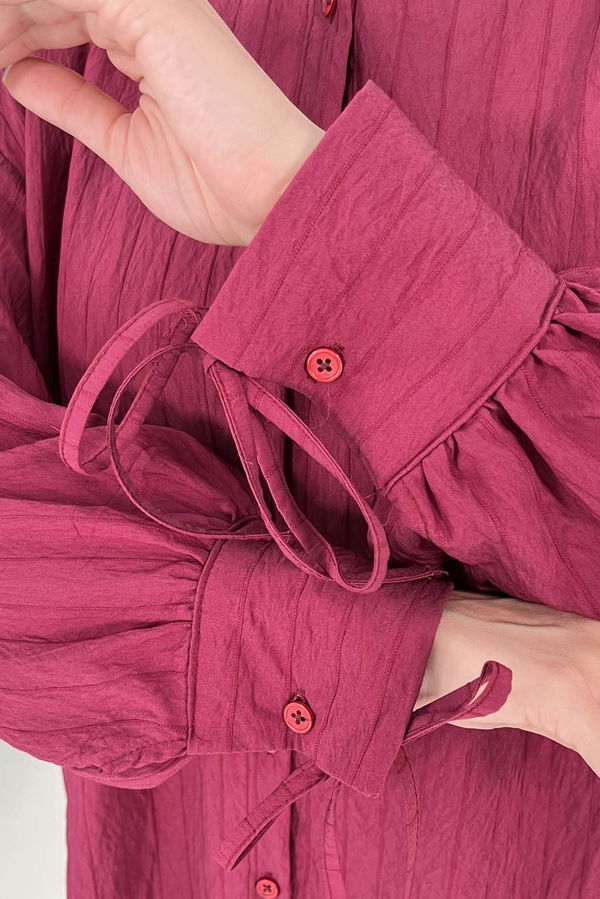 Kolları Bağcık Detaylı Tunik Bordo - 27001