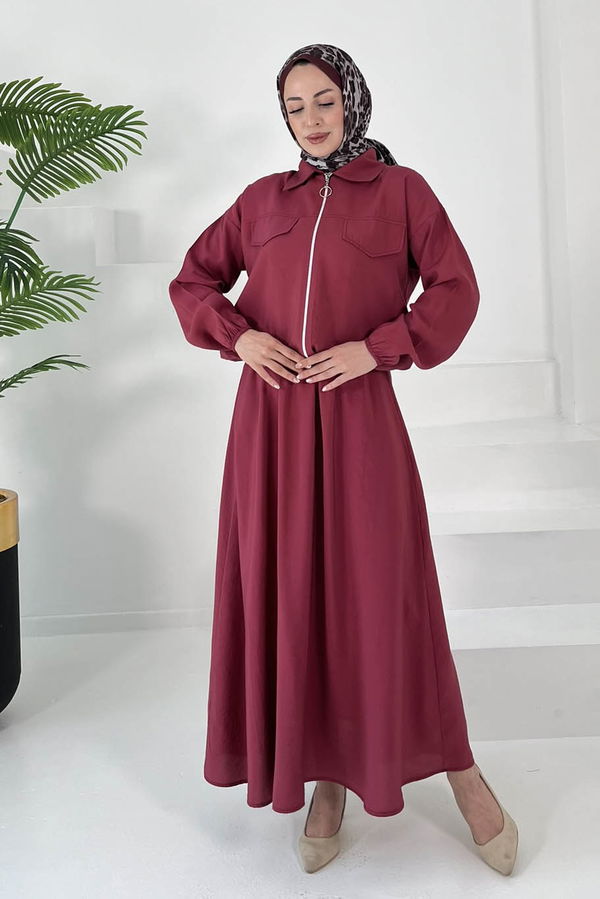 Lastikli Etekli Takım Bordo - 27011