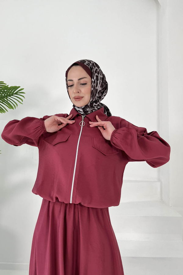 Lastikli Etekli Takım Bordo - 27011
