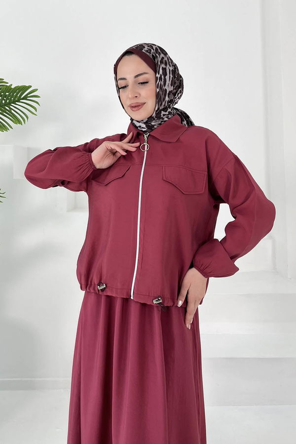 Lastikli Etekli Takım Bordo - 27011
