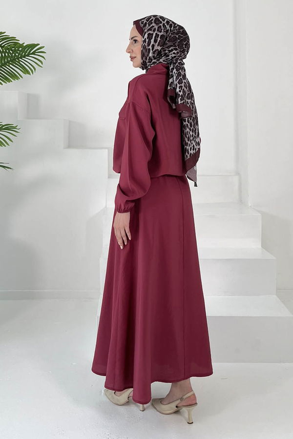 Lastikli Etekli Takım Bordo - 27011
