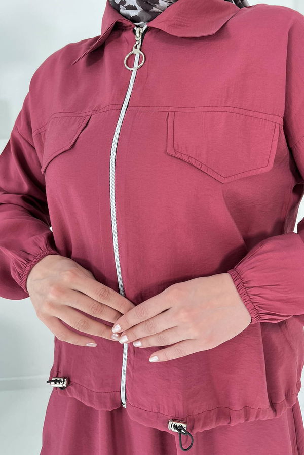 Lastikli Etekli Takım Bordo - 27011
