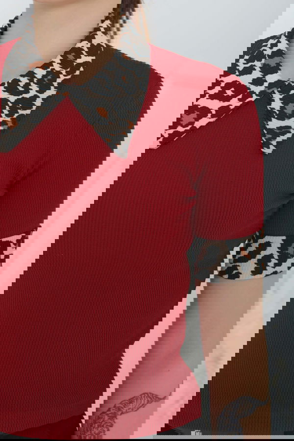 Leopar Yakalı Crop - 27136
