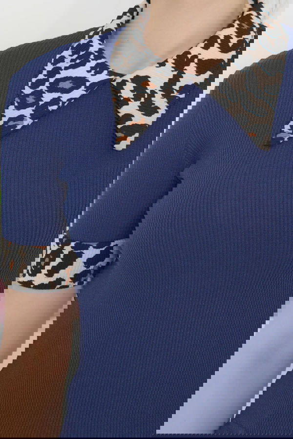 Leopar Yakalı Crop - 27136