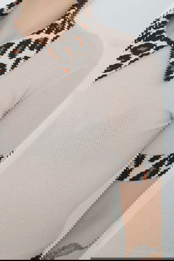 Leopar Yakalı Crop - 27136