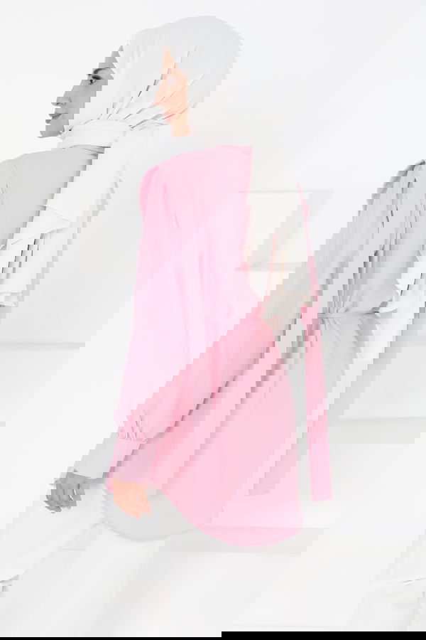 Omuz Bağlama Detaylı Tunik Pembe - 27195