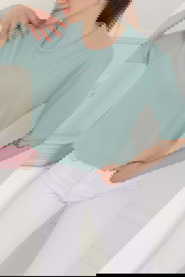 Oversize Kısa Kollu T-Şhirt Mint - 27118