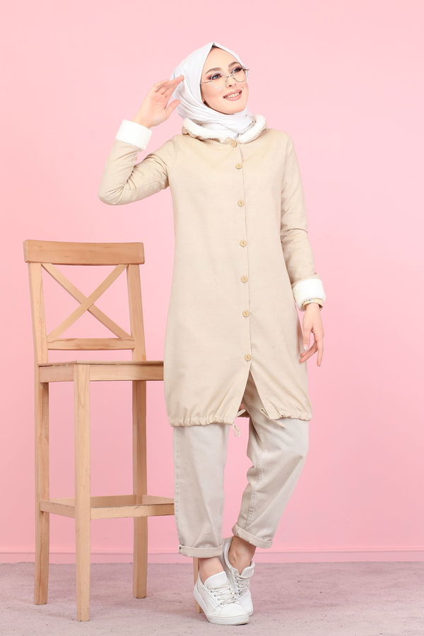 Peluş Detay Tunik Taş - 7983