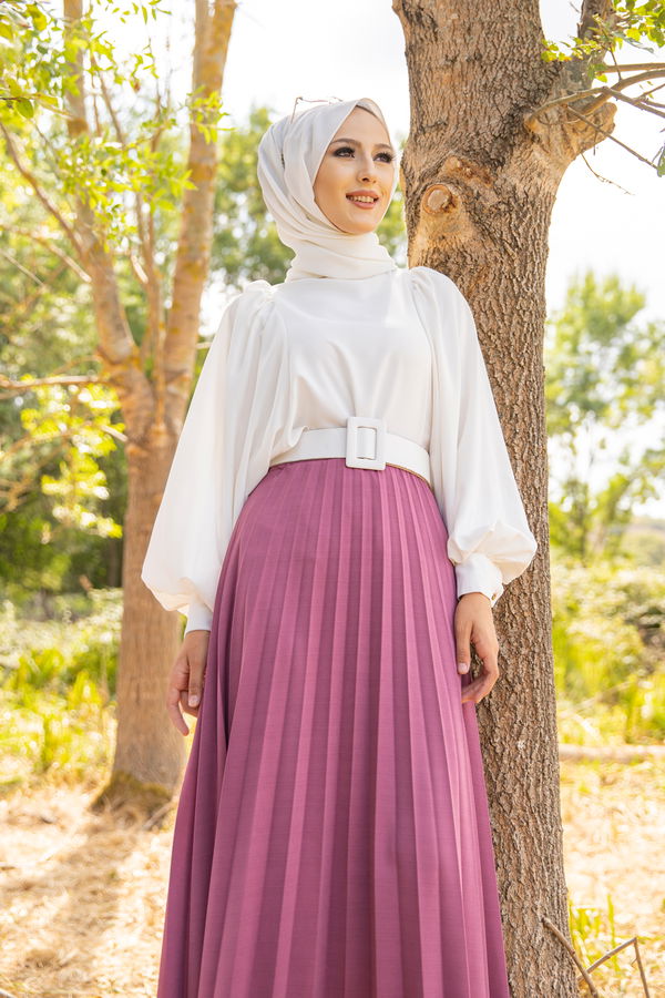 Pleated Skirt Dark Rose - 3219