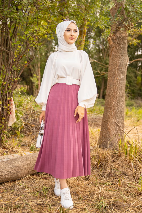 Pleated Skirt Dark Rose - 3219