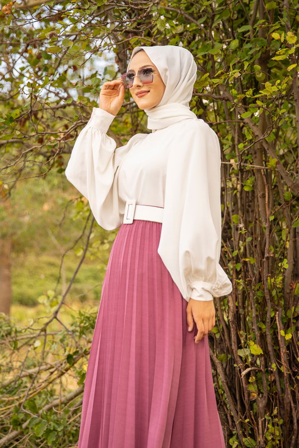 Pleated Skirt Dark Rose - 3219