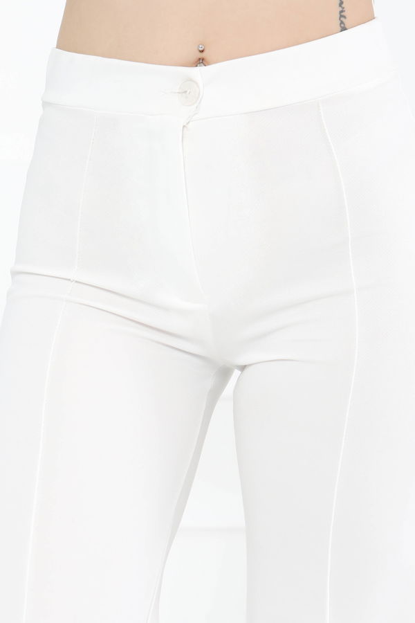Şerit Detaylı Spor Pantolon Beyaz - 27084