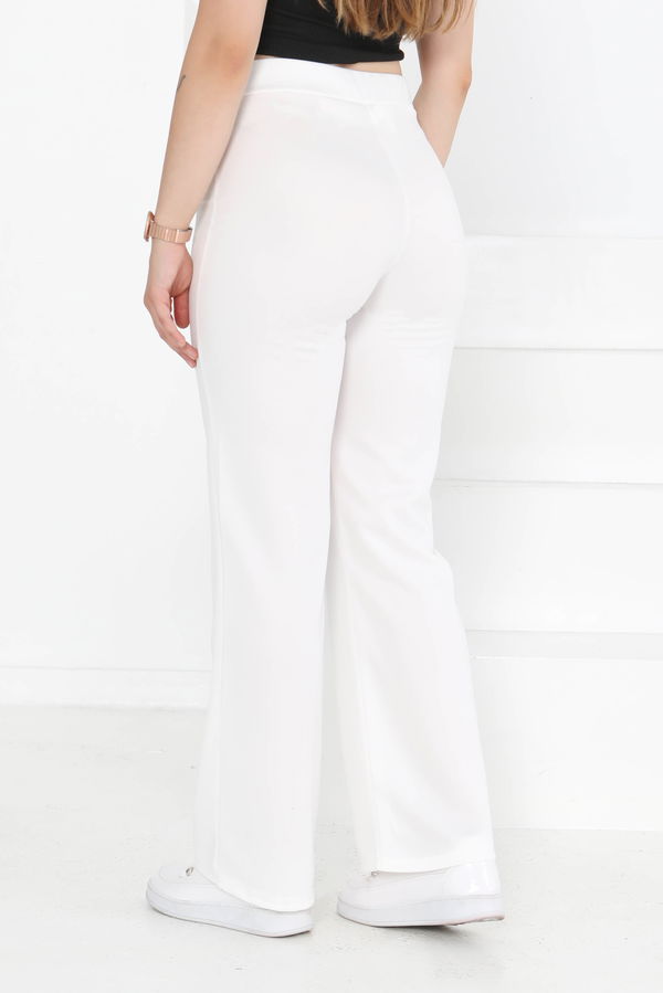 Şerit Detaylı Spor Pantolon Beyaz - 27084