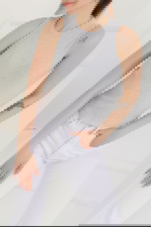 Sıfır Kol Crop Gri - 27135