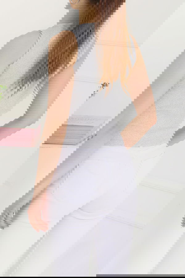 Sıfır Kol Crop Gri - 27135