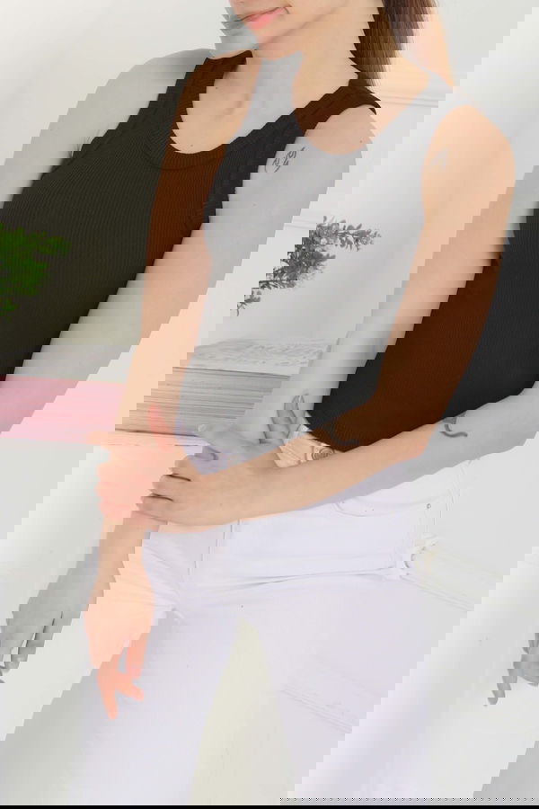 Sıfır Kol Crop Siyah - 27135