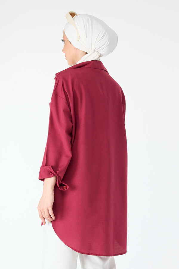 Tek Cepli Gömlek Bordo - 27087