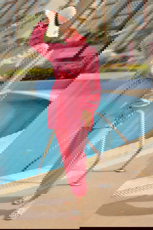 Tesettür Mayo Takımı Pembe - 27096