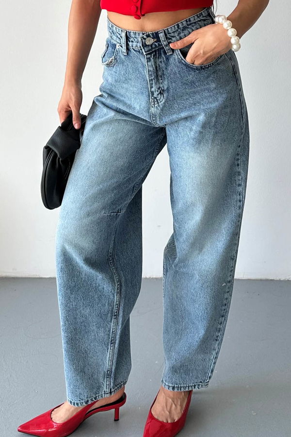 Tokalı Baggy Kot Pantolon - 27297