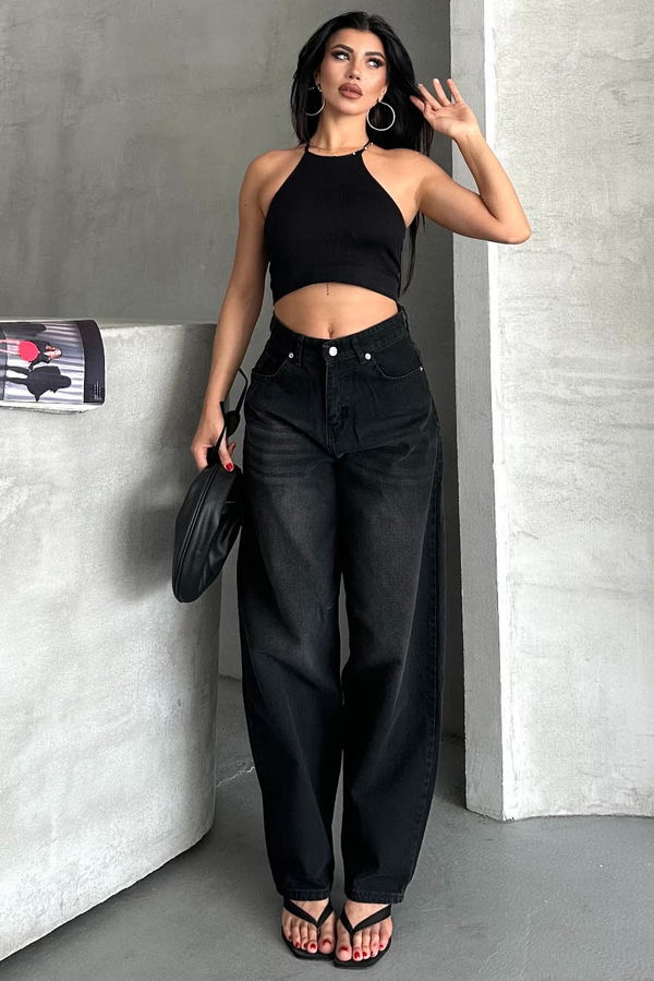 Tokalı Baggy Kot Pantolon Siyah - 27297
