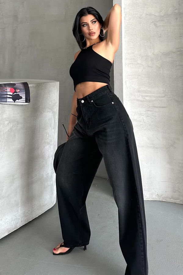 Tokalı Baggy Kot Pantolon Siyah - 27297