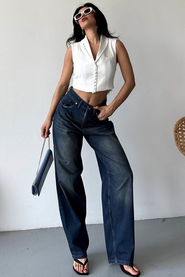 Tokalı Baggy Kot Pantolon Tint-kahve - 27297
