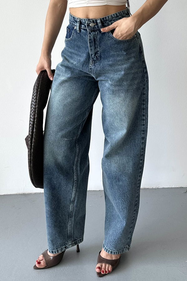 Tokalı Baggy Kot Pantolon - 27297