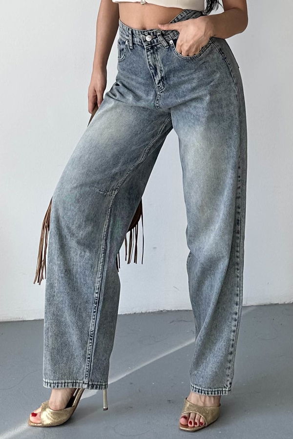 Tokalı Baggy Kot Pantolon Kahve - 27297