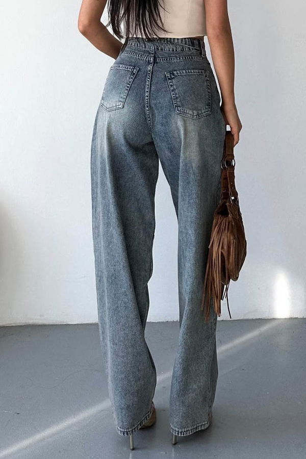 Tokalı Baggy Kot Pantolon Kahve - 27297