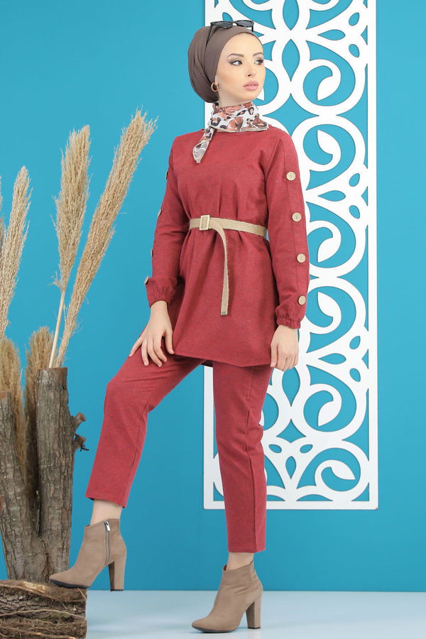 Tunik Pantolon Kemer Bordo - 7820