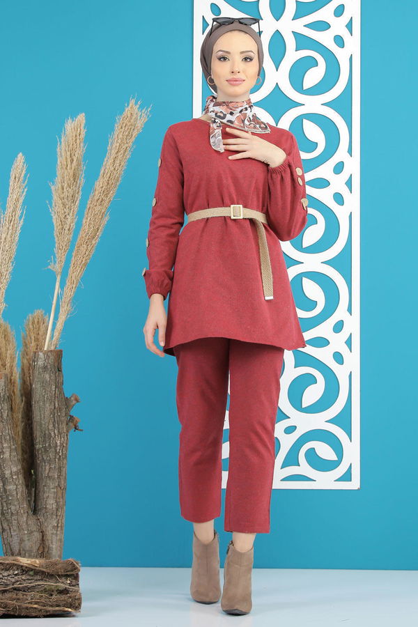 Tunik Pantolon Kemer Bordo - 7820