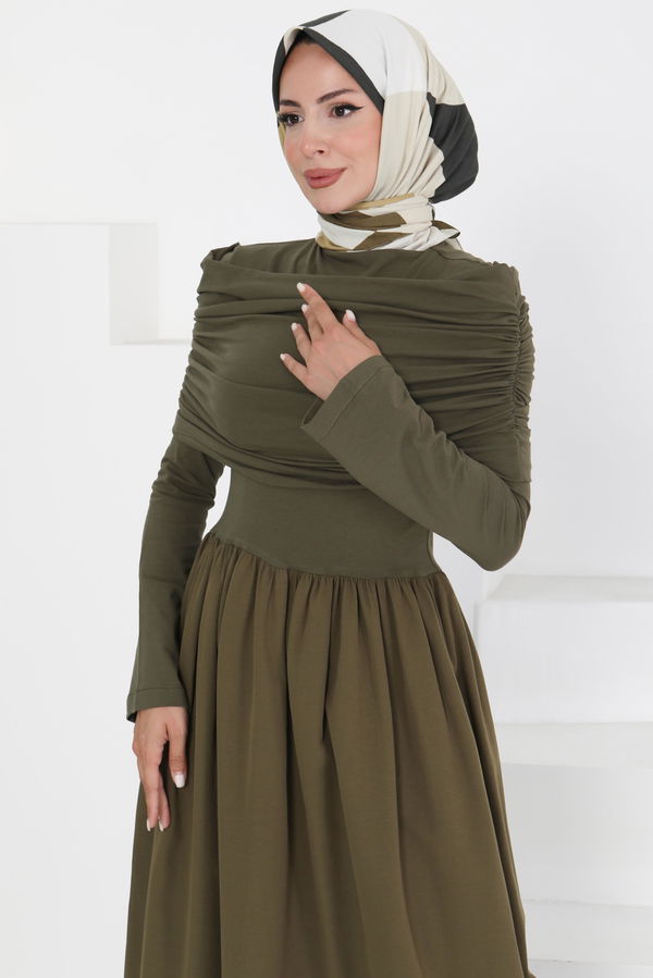 Üstü Şal Detaylı Elbise - 27282