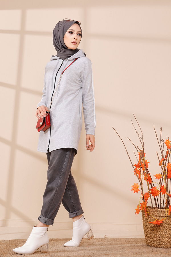 Zippered Cardigan Gray - 4171