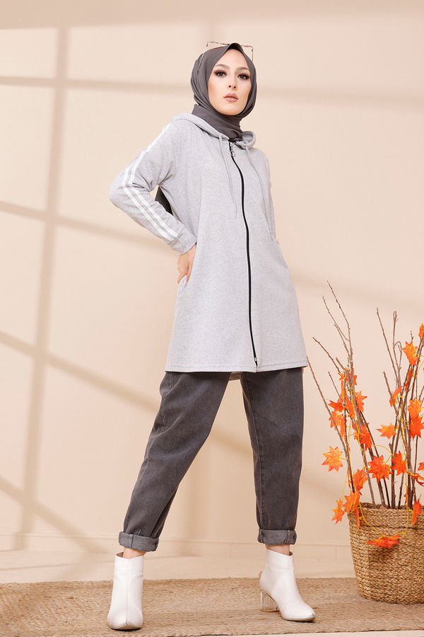 Zippered Cardigan Gray - 4171