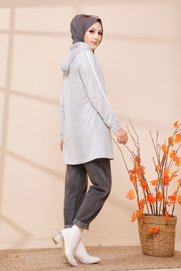 Zippered Cardigan Gray - 4171