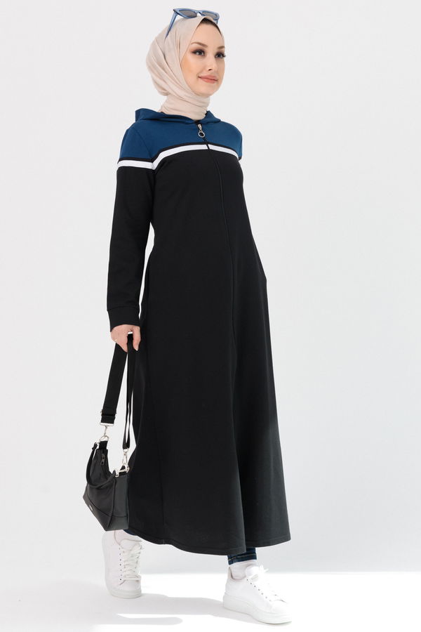 Zippered Abaya Navy Blue - 4132