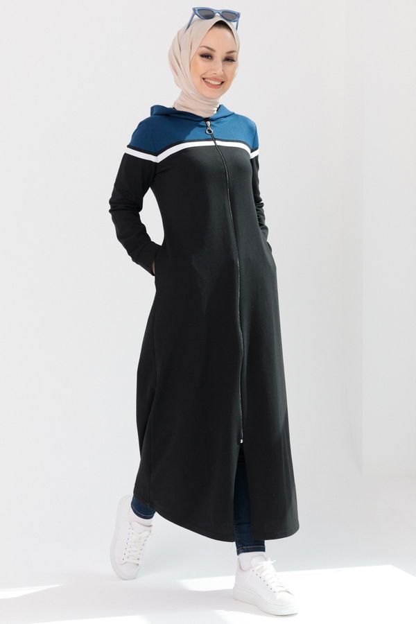 Zippered Abaya Navy Blue - 4132