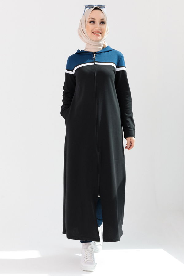 Zippered Abaya Navy Blue - 4132