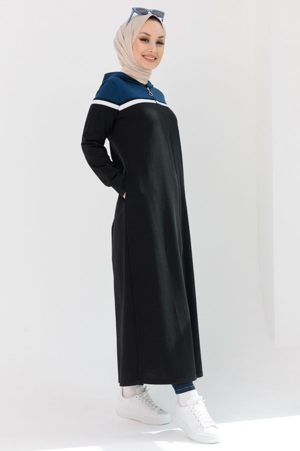 Zippered Abaya Navy Blue - 4132